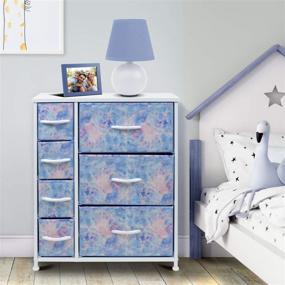 img 3 attached to 🌈 Sorbus 7-Drawer Dresser - Furniture Chest for Kids, Teens, Bedroom, Nursery, Playroom - Steel Frame, Wood Top, Tie-dye Fabric Bins (Pastel Tie-dye)