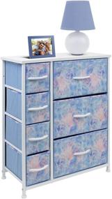 img 2 attached to 🌈 Sorbus 7-Drawer Dresser - Furniture Chest for Kids, Teens, Bedroom, Nursery, Playroom - Steel Frame, Wood Top, Tie-dye Fabric Bins (Pastel Tie-dye)