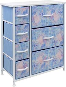 img 4 attached to 🌈 Sorbus 7-Drawer Dresser - Furniture Chest for Kids, Teens, Bedroom, Nursery, Playroom - Steel Frame, Wood Top, Tie-dye Fabric Bins (Pastel Tie-dye)