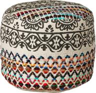 🛋️ stylish and sustainable lr home recycled neo-bohemian pouf, 18"x14", multi logo