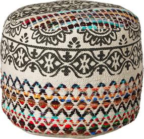 img 4 attached to 🛋️ Stylish and Sustainable LR Home Recycled Neo-Bohemian Pouf, 18"x14", Multi