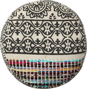 img 2 attached to 🛋️ Stylish and Sustainable LR Home Recycled Neo-Bohemian Pouf, 18"x14", Multi