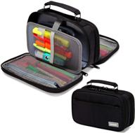 pencil case organizer, vaschy large pen pouch with compartments for middle school, office, work - black school supply holder логотип