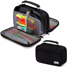 img 4 attached to Pencil Case Organizer, VASCHY Large Pen Pouch with Compartments for Middle School, Office, Work - Black School Supply Holder