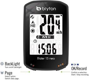 img 2 attached to 🚴 Bryton Rider 15 neo GPS Велосипедный/Велосипедный компьютер: Простое вращение, нажатие и отправка! Продвинутая 3-спутниковая система. До 16 часов автономной работы батареи. Совместим с датчиками скорости, каденса и сердечного ритма BLE. Подсветка и умные уведомления.