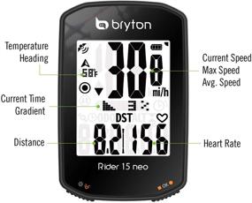 img 3 attached to 🚴 Bryton Rider 15 neo GPS Велосипедный/Велосипедный компьютер: Простое вращение, нажатие и отправка! Продвинутая 3-спутниковая система. До 16 часов автономной работы батареи. Совместим с датчиками скорости, каденса и сердечного ритма BLE. Подсветка и умные уведомления.