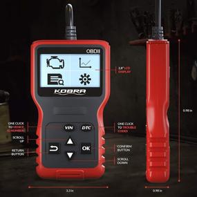img 3 attached to 🚗 Универсальное устройство для чтения кодов автомобилей - Сканер Kobra OBD2 для диагностики всех автомобилей, считывание информации о неисправностях авто и сброса ошибок - черный и красный