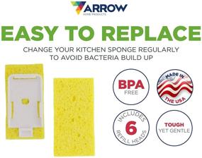 img 2 attached to Arrow Home Products Dish Wand Sponge Refills - Snap-on Replacement Sponges, 3 Packs (6 Pieces Total) - BPA-Free Sponge Replacement Head