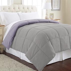 img 2 attached to 🛏️ Premium Modern Threads Down Alternative Microfiber Quilted Comforter/Duvet Insert – Full/Queen Size, Amethyst/Silver – Ultra Soft Bedding for All Seasons