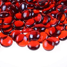 img 4 attached to 🔴 KINGOU Red Glass Gems/Marbles/Stones/Beads - 1 Lbs (17-19mm, Approx. 3/4"), Ideal for Vase Filler, Table Scatter, and Games
