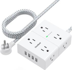 img 4 attached to 💡 Advanced Power Strip Surge Protector - 8 Outlets, 4 USB Ports, 5Ft Cord, Flat Plug - Ideal for Home, Office, Travel - ETL Certified - 900J