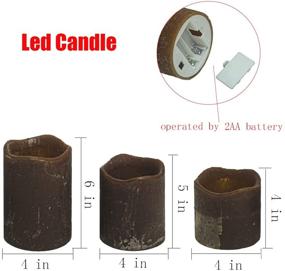 img 3 attached to Realistic And Bright Flameless Candle Brown Pillar Led Candle Flickering Moving Warm Light Textured Wax Finish 3 Pieces Candles(4&#34