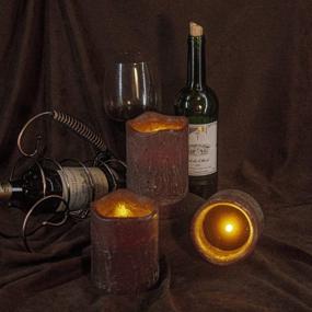 img 2 attached to Realistic And Bright Flameless Candle Brown Pillar Led Candle Flickering Moving Warm Light Textured Wax Finish 3 Pieces Candles(4&#34