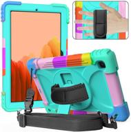 📱 turquoise samsung galaxy tab a7 case for kids - sibeitu sm-t500/t505/t507, 10.4 2020, stand, hard rugged shockproof protective cover with hand & shoulder strap for samsung a7 tablet logo