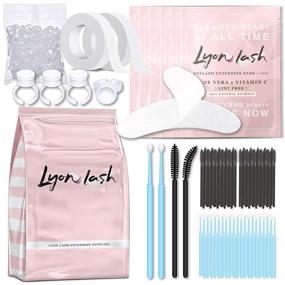 img 4 attached to 👁️ Lyon Lash Eyelash Extension Supplies - Bundle of 4x100 Packs: 100 Pairs of Under Eye Gel Pads, 100 Disposable Mascara Brushes Wands, 100 Micro Applicators Brushes, 100 Glue Ring Holders, and 2 Medical Tapes