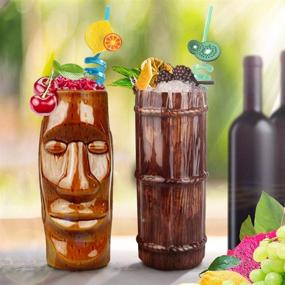 img 1 attached to 🍹 Authentic Tiki Mugs Drinkware TKSET0001 - 4 Piece Set: Exquisite Tropical Tiki-inspired Glasses