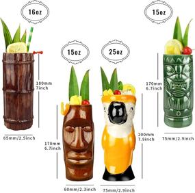 img 3 attached to 🍹 Authentic Tiki Mugs Drinkware TKSET0001 - 4 Piece Set: Exquisite Tropical Tiki-inspired Glasses