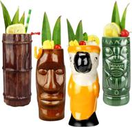 🍹 authentic tiki mugs drinkware tkset0001 - 4 piece set: exquisite tropical tiki-inspired glasses логотип