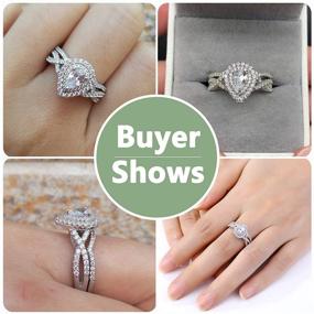 img 3 attached to Newshe Wedding Rings for Women - Engagement Ring Sets Sterling Silver CZ 1.7Ct Pear Heart - Sizes 4-13
