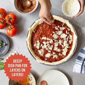 img 1 attached to 🍕 Пицца-противень Chef Pomodoro диаметром 12 дюймов из закаленного анодированного алюминия для Чикагской глубокой пиццы - предварительно прожаренная выпечка для оптимальной производительности на кухне