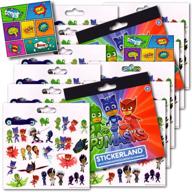 🌟 готовьтесь к приключению с наклейками pj masks! набор из 12 листов + 2 больших специальных комиксовых наклеек pop art reward. логотип