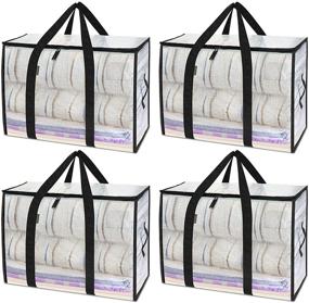 img 4 attached to 📦 105L Moving Totes - 4-Pack of BALEINE UnderBed Storage Bags with Reinforced Handles, Ideal for Moving Boxes, Clothes, Travel, Attics - Heavy-Duty and Convenient (White, 4-Pack)