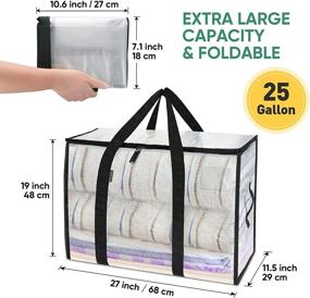 img 3 attached to 📦 105L Moving Totes - 4-Pack of BALEINE UnderBed Storage Bags with Reinforced Handles, Ideal for Moving Boxes, Clothes, Travel, Attics - Heavy-Duty and Convenient (White, 4-Pack)