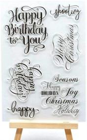 img 1 attached to MaGuo Words and Phrase Clear Stamps: Effortless DIY Card Making and Scrapbooking for Happy Birthday, Merry Christmas, and Holiday Season Decoration