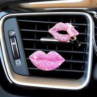 👄 bling car charm air vent clips: stunning crystal lips interior accessories in pink" logo