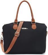 nnee top handle satchel handbag: water-resistant nylon design with multiple pockets logo