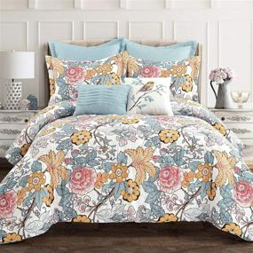 img 4 attached to 🛏️ Lush Decor Blue and Yellow Sydney King 7-Piece Comforter Set: Luxury Bedding at its Finest