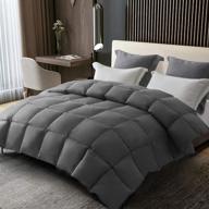 🛏️ enmujoy queen full size down comforter - fluffy all season bedding with medium warmth, soft 100% cotton cover, quilted design, 8 corner tabs, 42 oz - grey logo