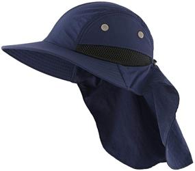 img 4 attached to Breathable LLmoway Men's Mesh Flap Sun Hat with Wide Brim and UPF50+ for Outdoor Fishing Cap