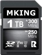 mking digital sd uhs-ii 1024gb card v90 –up to 250mb/s write speed and 300 mb/s read speed logo