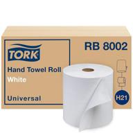 📦 tork white universal hand towel roll - rb8002 - large size - 100% recycled, 1-ply - pack of 6 rolls (800 ft each) logo