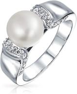 💍 stunning art deco cz solitaire pearl engagement ring for women in silver plated brass logo