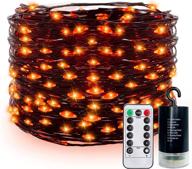 🎃 65.6ft halloween string lights with timer - 200 led copper fairy lights, battery powered, remote control, 8 modes, waterproof lighting for home indoor outdoor yard garden outside halloween decorations - brilliant orange логотип