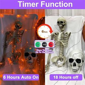 img 1 attached to 🎃 65.6Ft Halloween String Lights with Timer - 200 LED Copper Fairy Lights, Battery Powered, Remote Control, 8 Modes, Waterproof Lighting for Home Indoor Outdoor Yard Garden Outside Halloween Decorations - Brilliant Orange