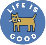 🚀 life is good sticker - rocket bone design - marina blue 4" circle logo