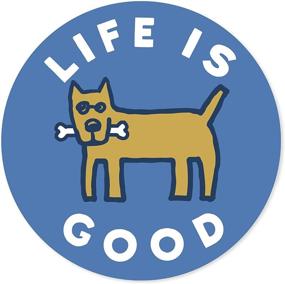 img 1 attached to 🚀 Life is Good Sticker - Rocket Bone Design - Marina Blue 4" Circle