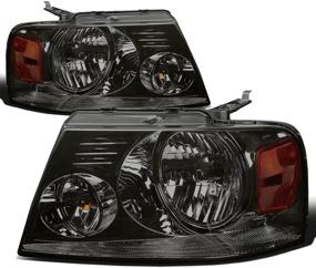 img 4 attached to DNA Motoring HL-OH-F1504-SM-AM Smoke Lens 🚗 Amber Headlights Replacement: 04-08 F-150/06-08 Mark LT
