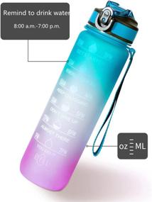 img 1 attached to 💧 BPA Free Leakproof 32oz Sports Water Bottle with Time Marker and Straw - Large Capacity Motivational Hydration Bottle for Fitness, Outdoor Hiking, Cycling, and Sports - Men and Women