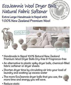 img 1 attached to 🧺 EcoJeannie Unscented Wool Dryer Balls - 8 Pack of Premium XL Organic Eco-Friendly Natural Laundry Balls, Chemical-Free, Anti-Static, Fabric Softeners - Made with 100% Natural New Zealand Wool