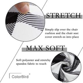 img 1 attached to 🪑 ColorBird Buffalo Check Stretch Spandex Chair Seat Covers: Universal Anti-Dust Slipcovers for Dining Upholstered Chair Cushions (4-Pack, Black & White)