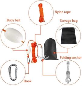 img 3 attached to 🚣 Premium AITREASURE Small Boat Anchor Kit: Folding Grapnel Anchor Carbon Steel for Kayak, Canoe, Jet Ski - 32.8ft Anchor Tow Rope & Carrying Bag Included!