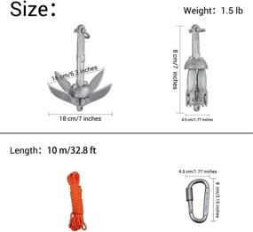 img 2 attached to 🚣 Premium AITREASURE Small Boat Anchor Kit: Folding Grapnel Anchor Carbon Steel for Kayak, Canoe, Jet Ski - 32.8ft Anchor Tow Rope & Carrying Bag Included!