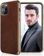 📱 lohasic pu leather iphone 11 pro max case - elegant business slim cover for men and women - full body protective shockproof non-slip grip - one piece bumper - brown, 6.5 inch logo