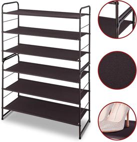img 2 attached to 👞 Bronze 3-Tier Stackable Shoe Rack: Simple, Expandable, and Adjustable Fabric Shoe Shelf Storage Organizer