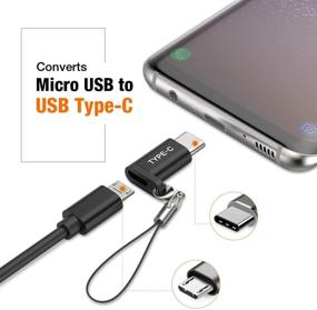 img 2 attached to 🔌 BrexLink 4-Pack Micro USB to USB C Adapters: Fast Charge for Samsung Galaxy, MacBook, LG, Moto & More (Black) with Keychain