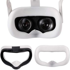 img 3 attached to 🎭 Shaboo Prints Yocaya Oculus Quest 2 Silicone Face Cover: Enhanced Comfort, Reduced Sweat, and Minimal Light Leakage in White